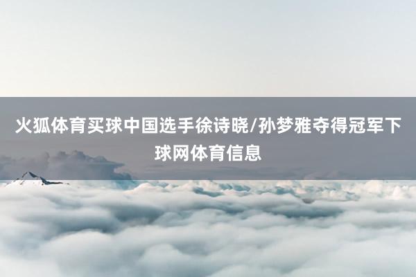 火狐体育买球中国选手徐诗晓/孙梦雅夺得冠军下球网体育信息