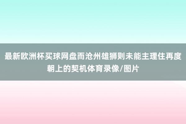 最新欧洲杯买球网盘而沧州雄狮则未能主理住再度朝上的契机体育录像/图片