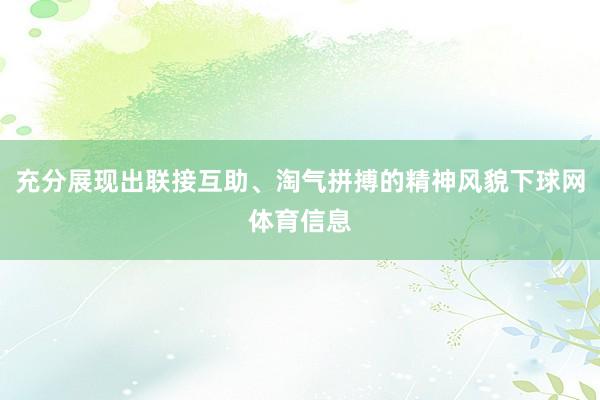 充分展现出联接互助、淘气拼搏的精神风貌下球网体育信息