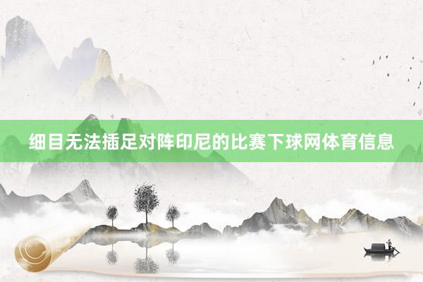 细目无法插足对阵印尼的比赛下球网体育信息