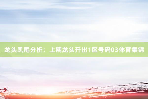 龙头凤尾分析：　　上期龙头开出1区号码03体育集锦