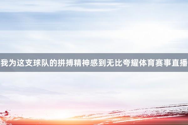 我为这支球队的拼搏精神感到无比夸耀体育赛事直播